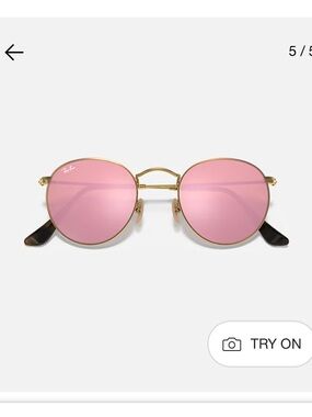 Gold Frame Ray-Ban
RB3447N Round Flat Lenses Sunglasses Pink Lenses